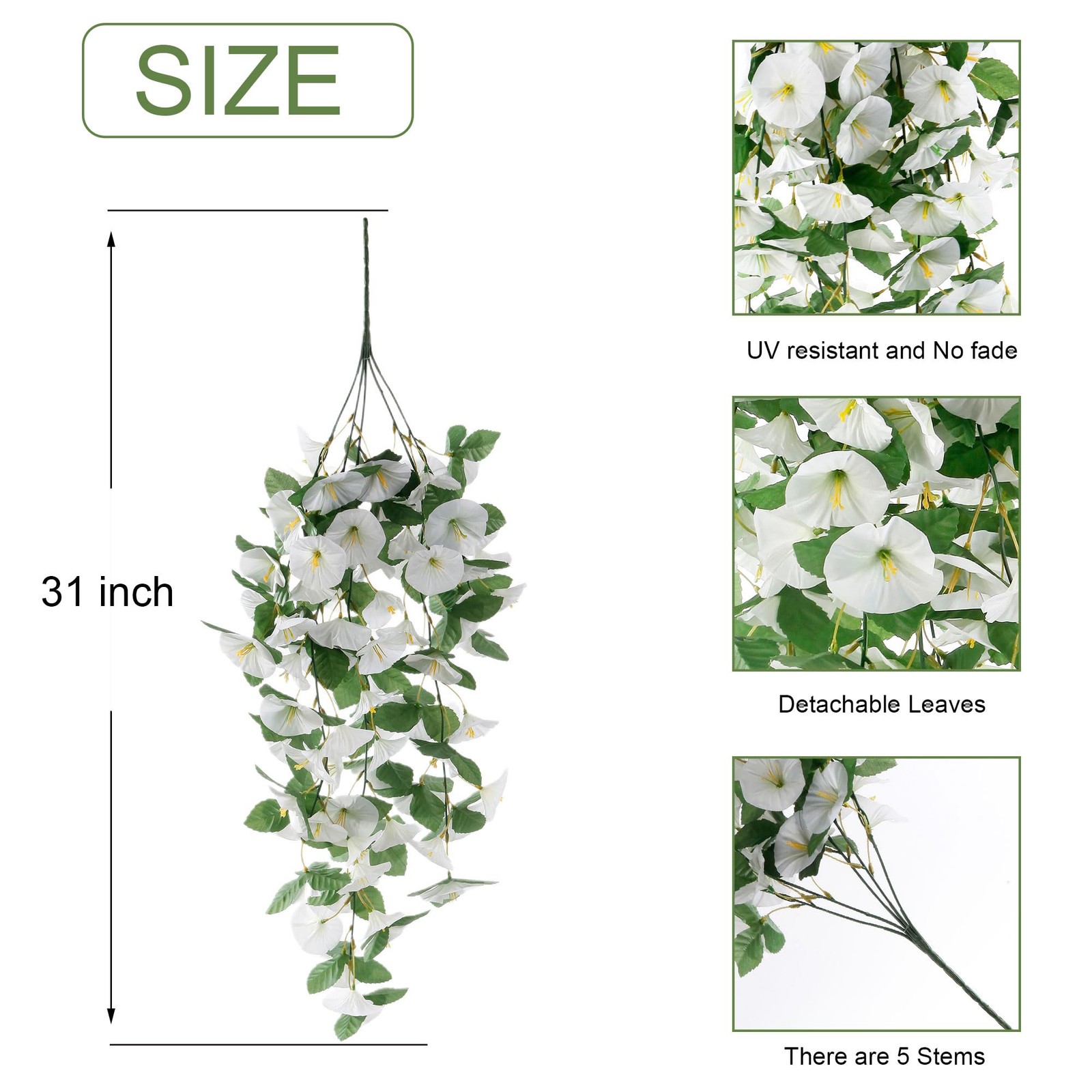 4 Pcs Hanging Artificial Spring Flowers for Outdoors Decorations, Fake Petuni…