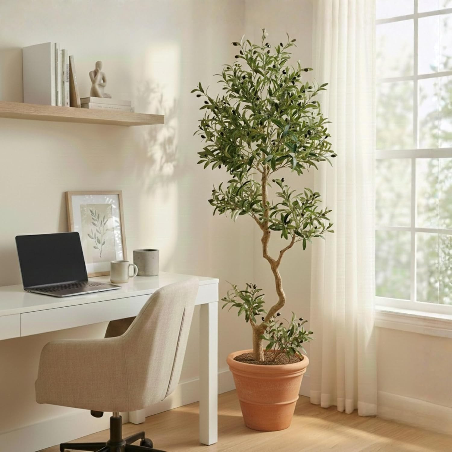 Fake Olive Tree 7.0 Feet – Artificial Plants Indoor, Faux Olive Tree, Fake Tree