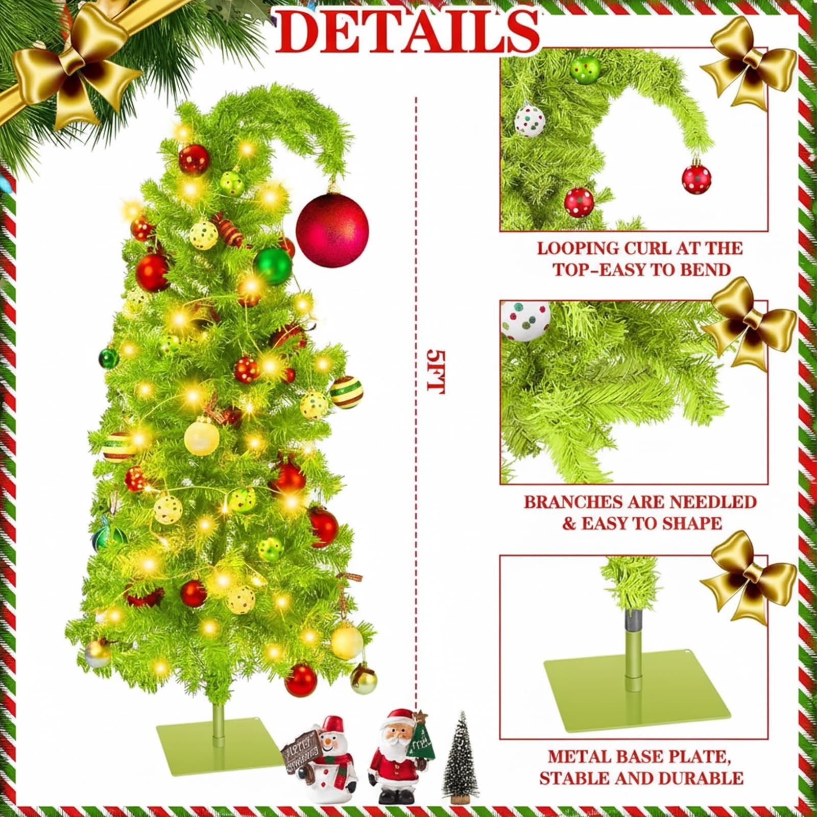 3ft Christmas in July Tree with Stand Artificial Lime Green Whimsical Bendabl…