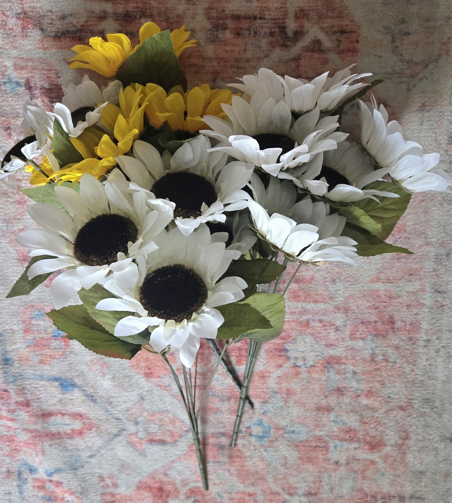 Fake Flower Sunflowers White And Yellow