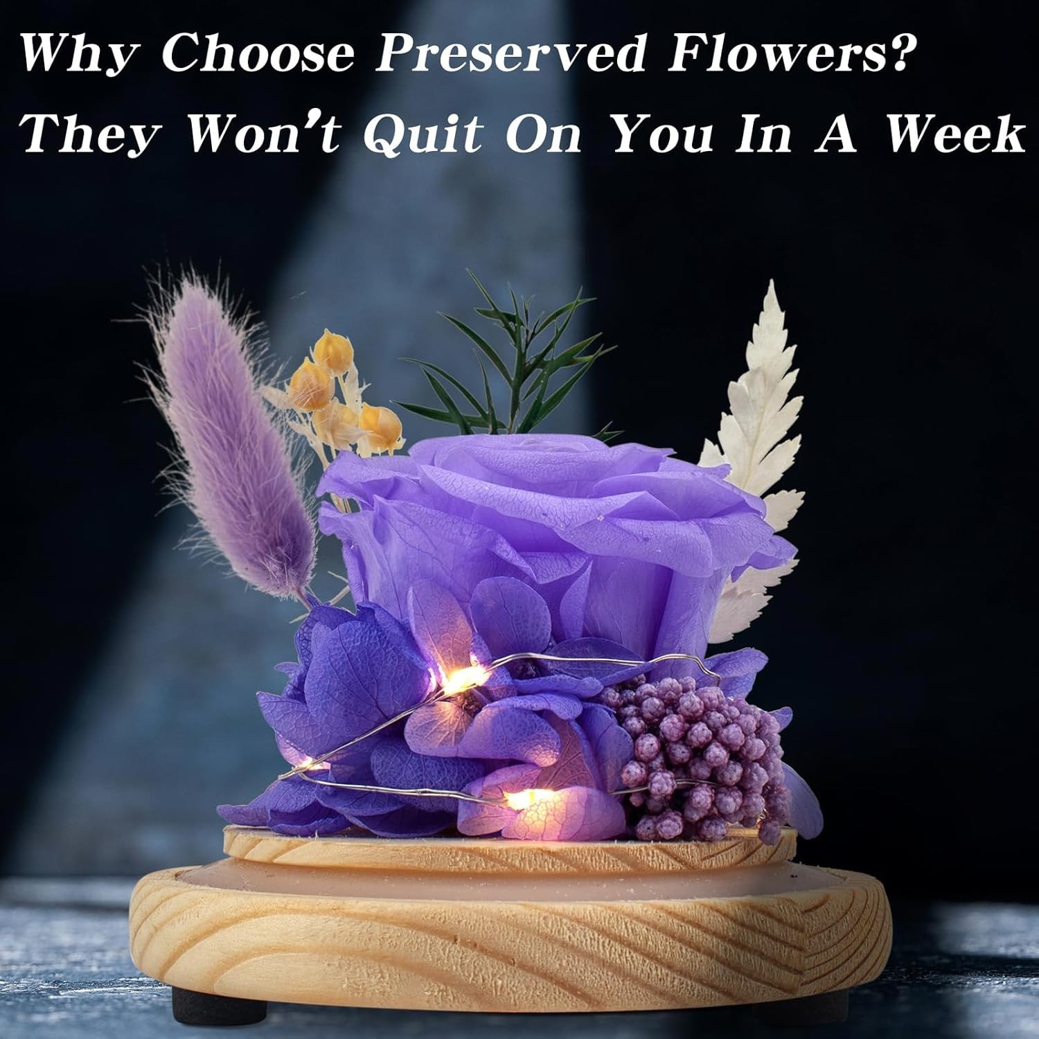 Preserved Roses & Fresh Flowers Bouquet – Gift for Women,Roses That Last Forever