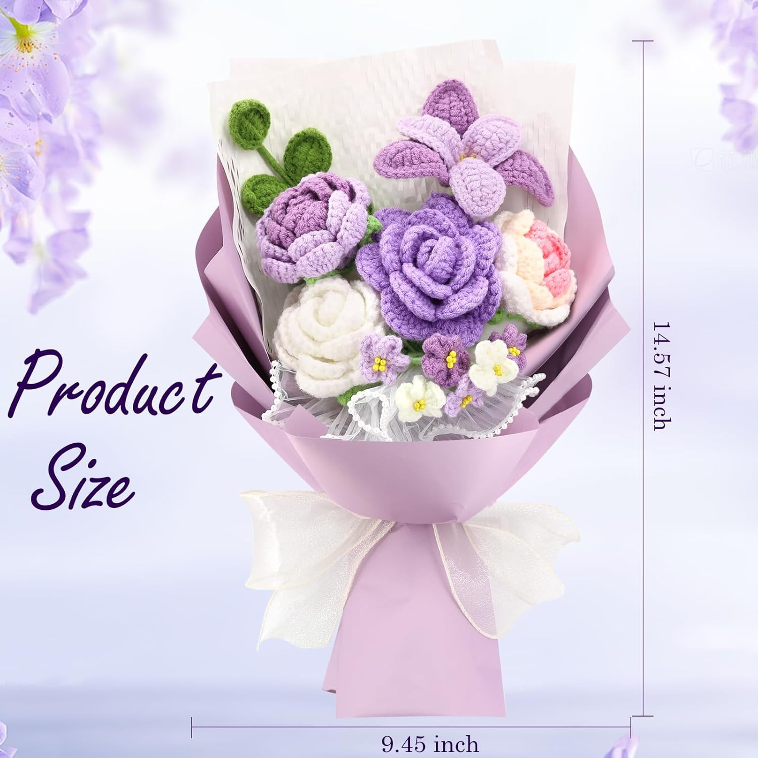 Crochet Flowers,Finished Bouquet Crocheted Cotton Thread Flowers, Handmade Croch