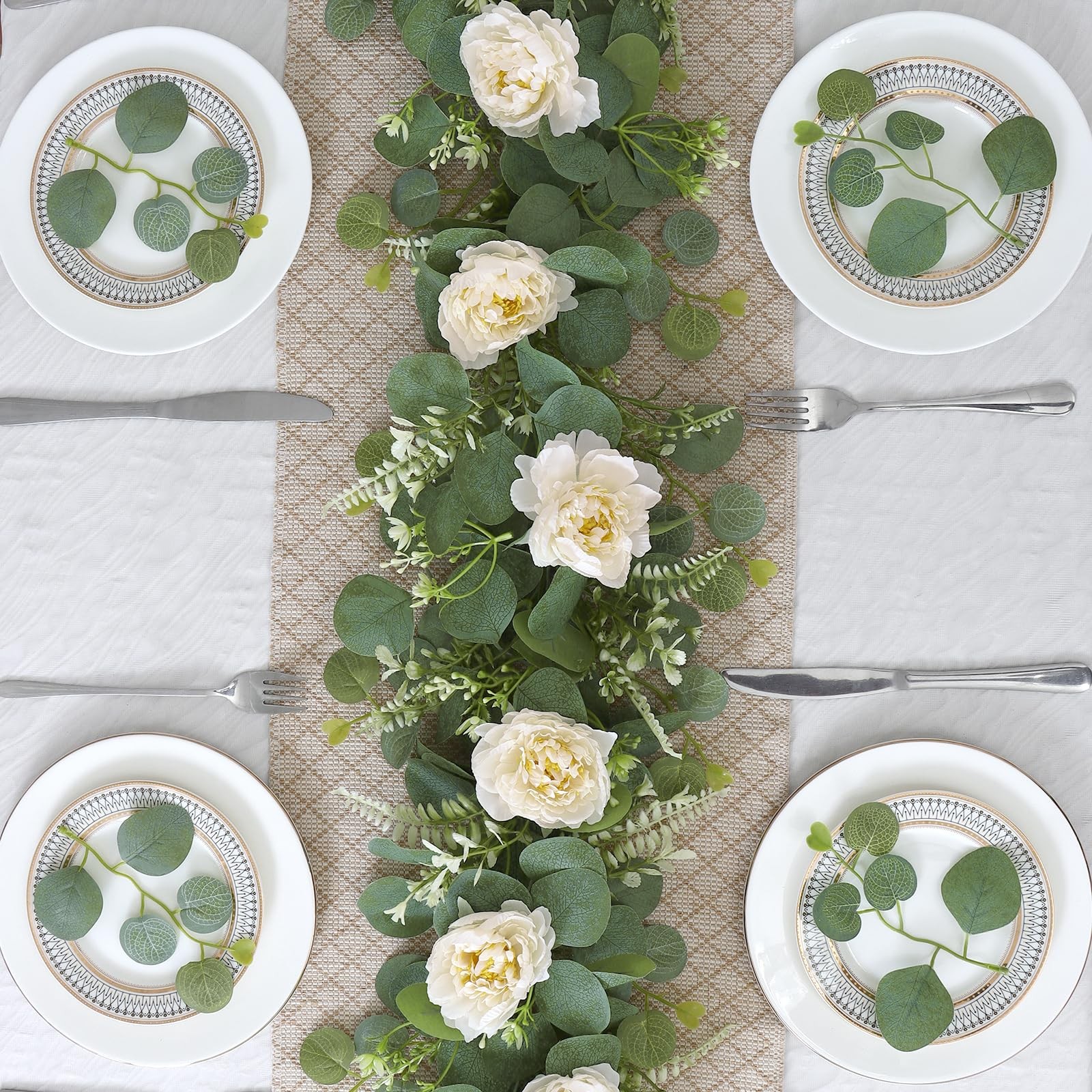 2PCS 6.56Ft Artificial Eucalyptus Flower Garland Fake Peony Flower Vine Faux …
