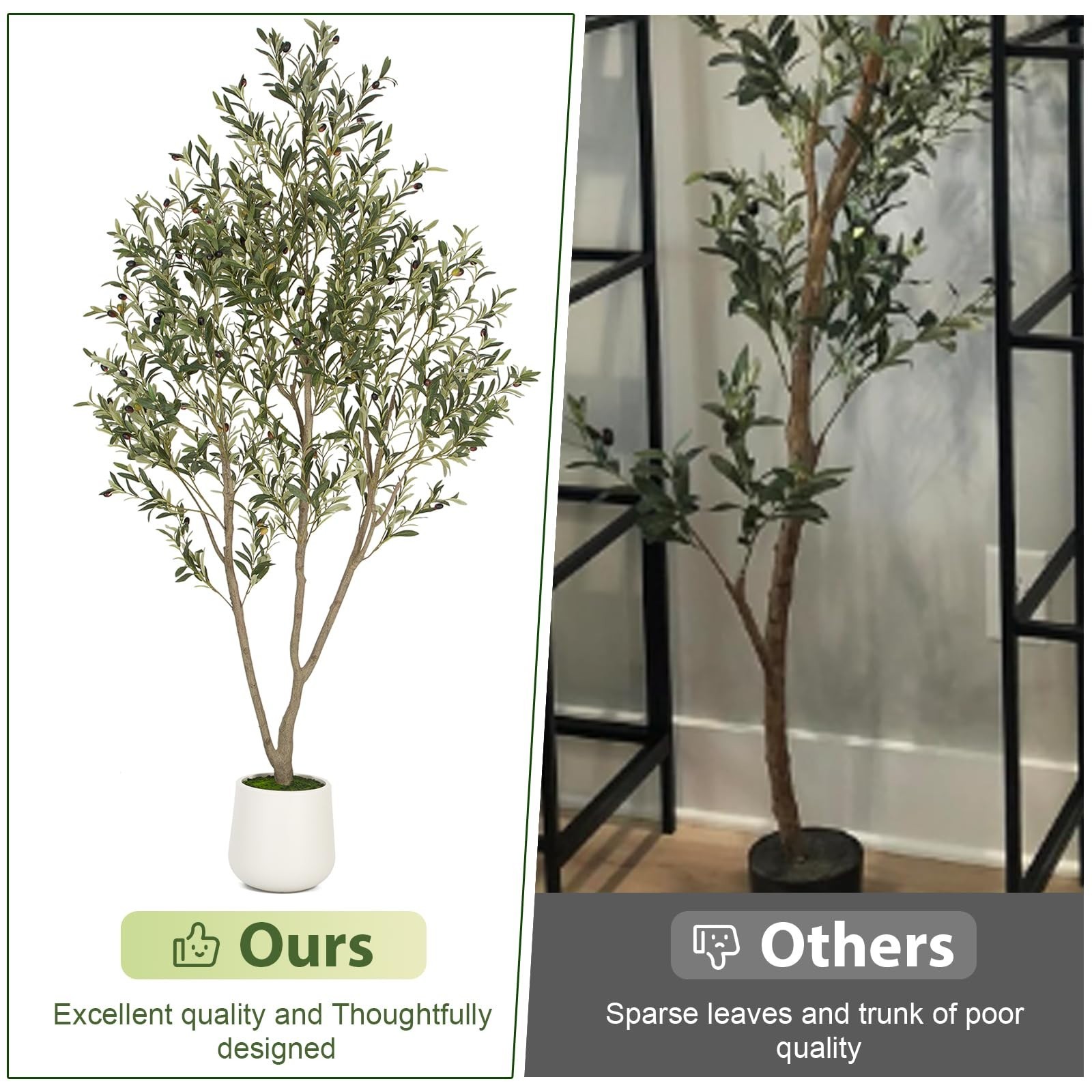 5FT Tall Artificial Olive Tree with White Planter – Faux Indoor Plant, Lifelike