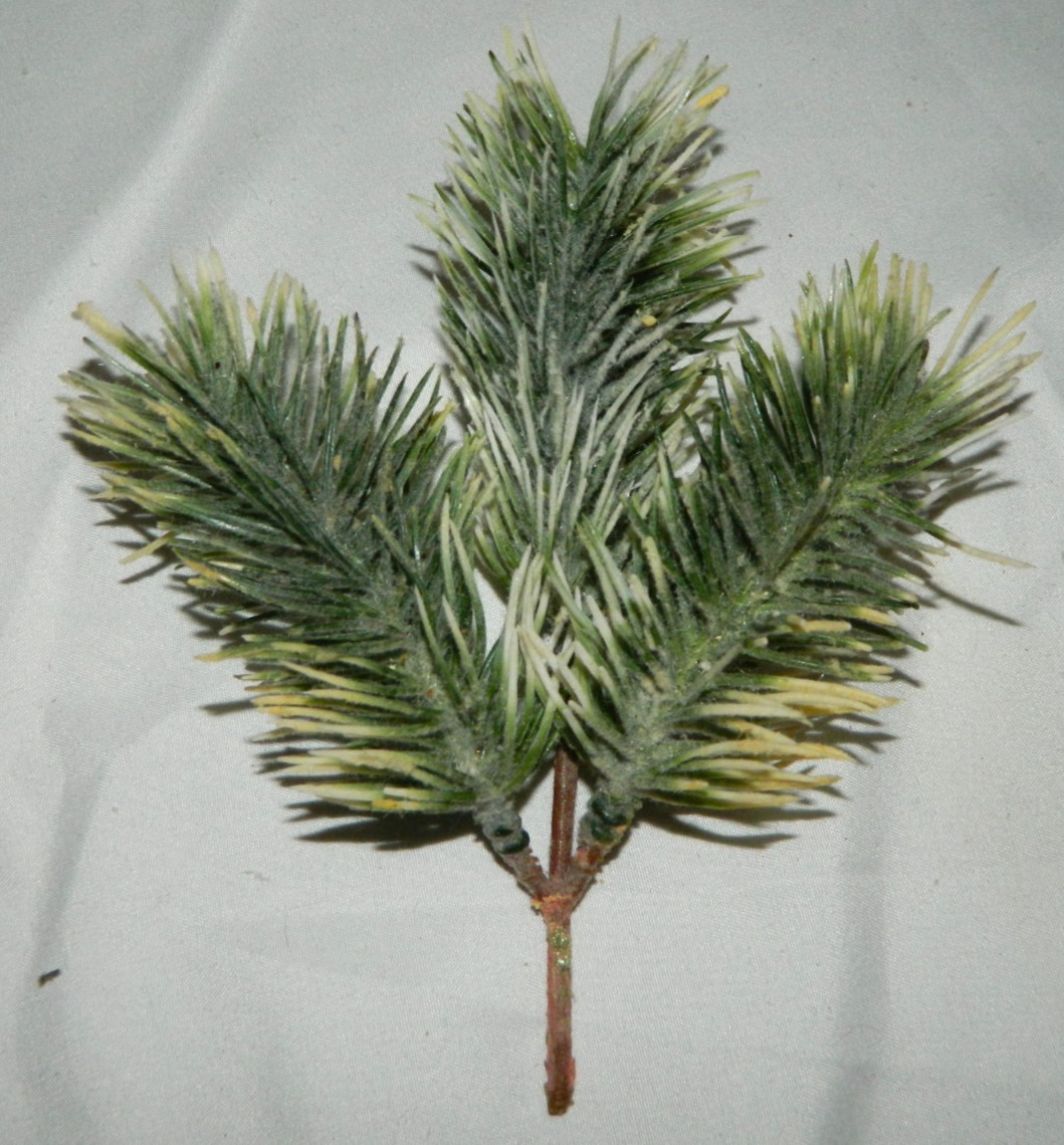 Vintage 26 Pcs Artificial Pine Needles Branches Twigs 5.5″ – 7″ Fake Frosted