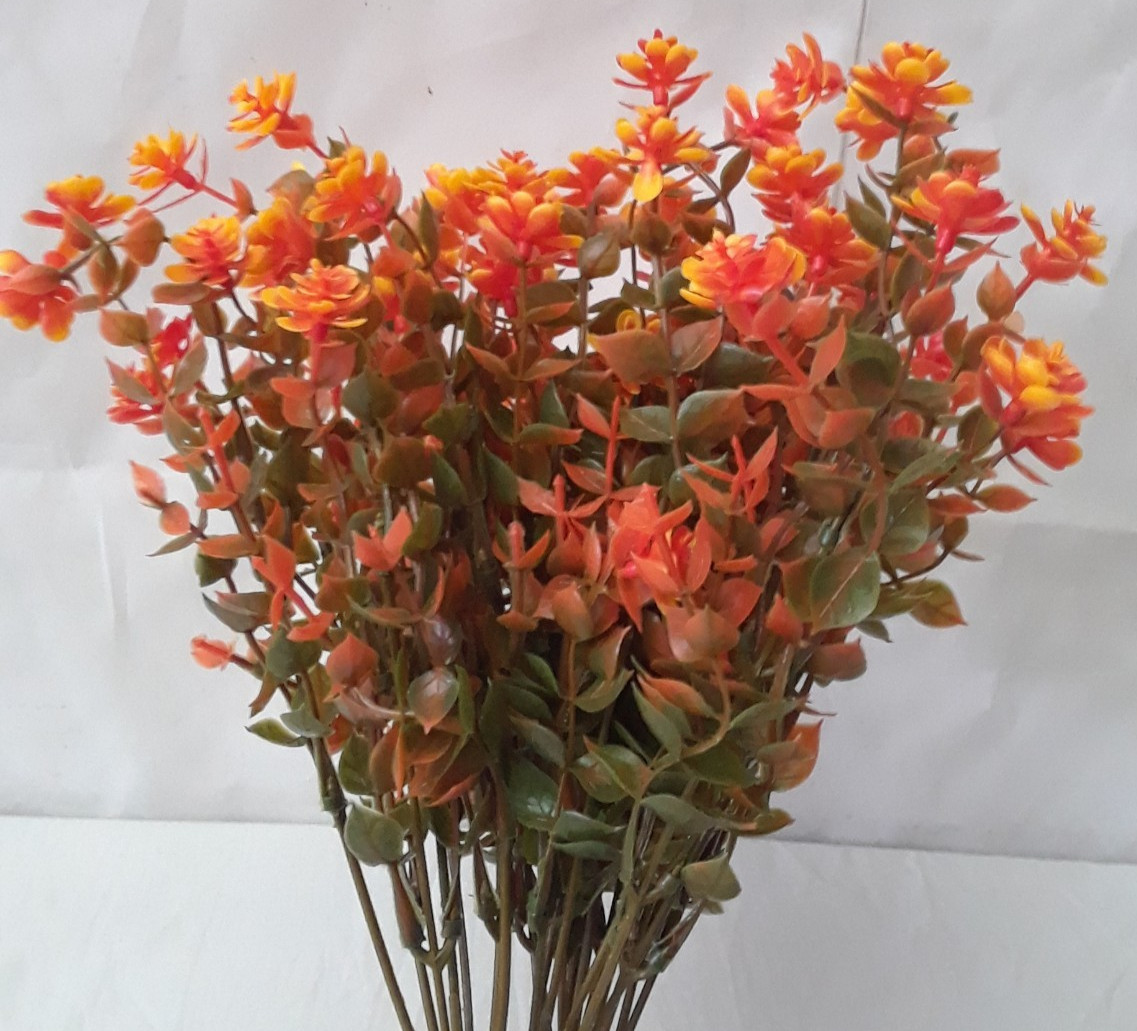 Lot of Four Dried Orange Flowers Decor for Home Deco Art Projects 12″ Bunch