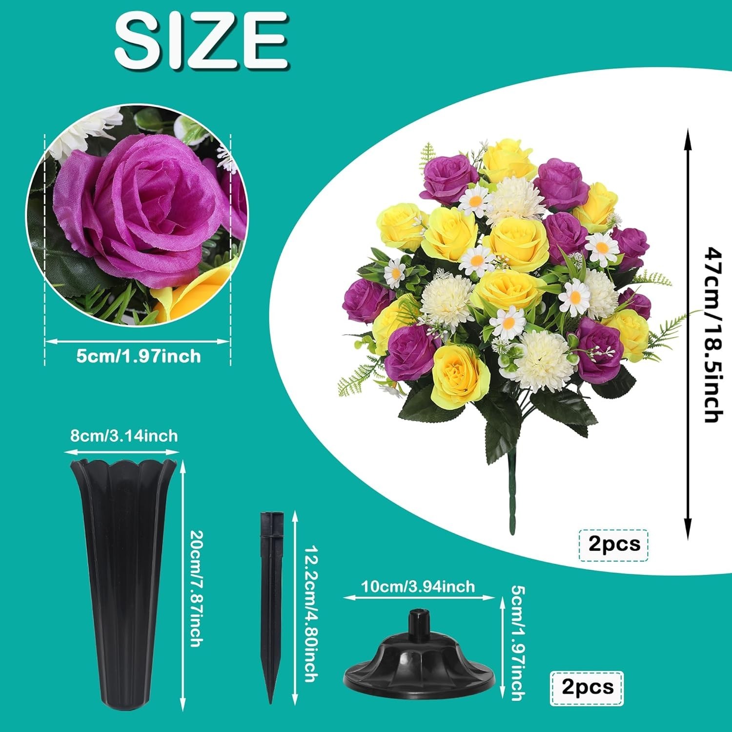 Wocst Artificial Cemetery Flowers for Grave Memorial Day Flowers for Cemetery…