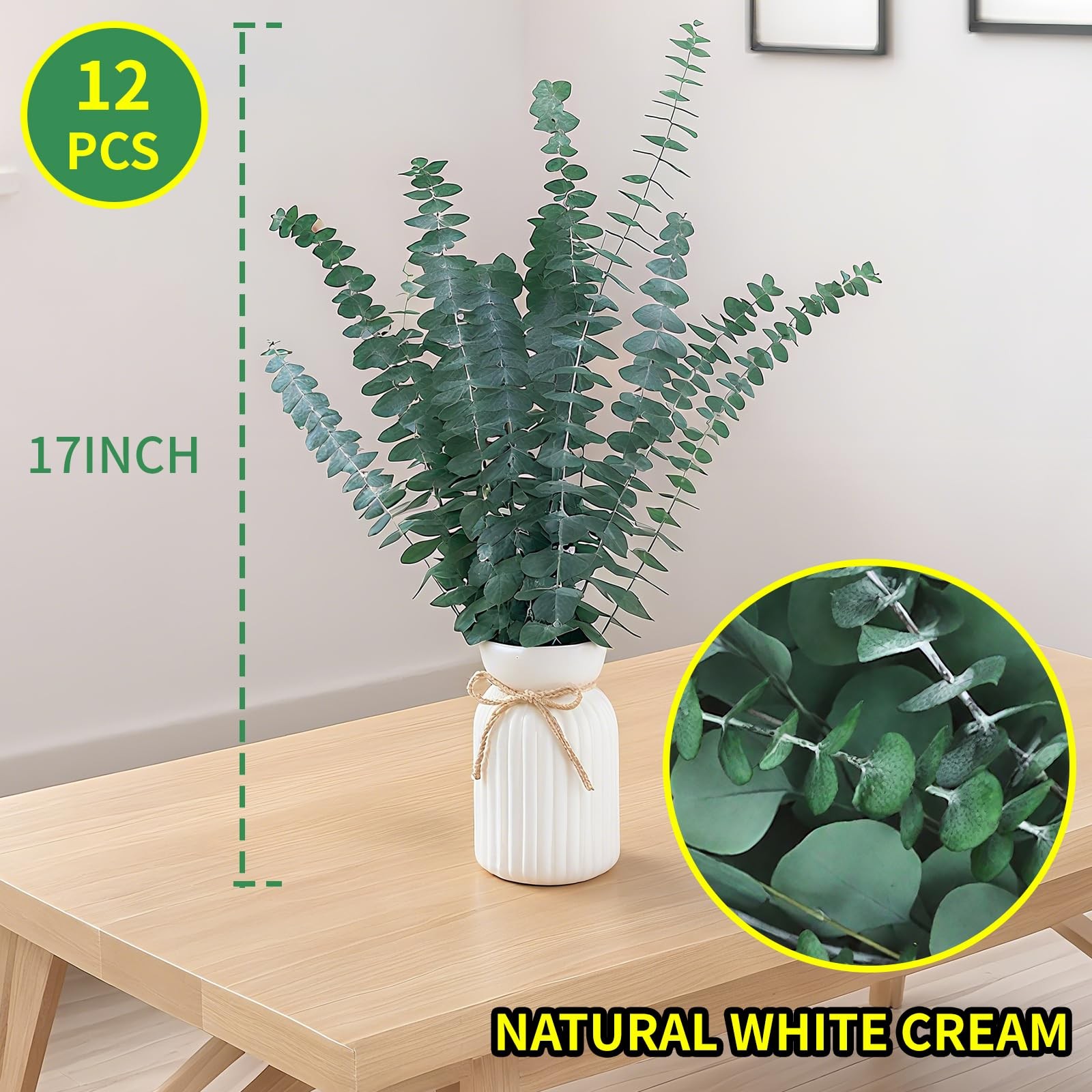 Green Dried Eucalyptus Bundle 12 Pcs Real Stems 17 Inch Fresh Natural Eucalyp…