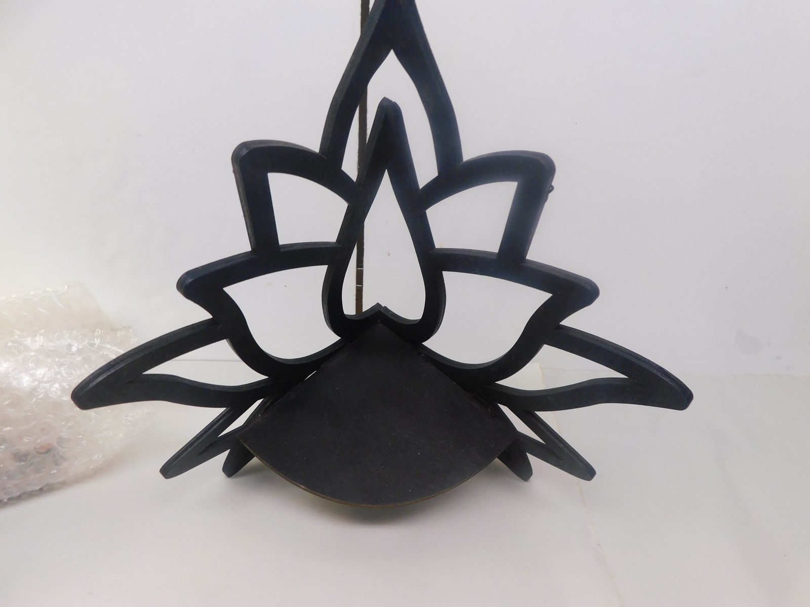 Lotus Flower Wall Shelf Wooden Black Hanging Sconce Style Display Ledge