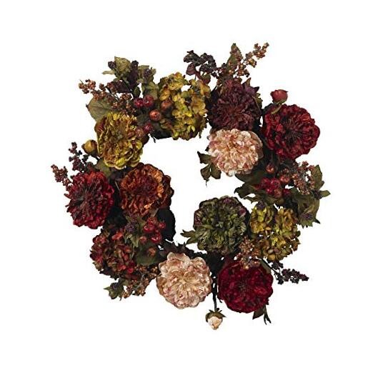 22in. Autumn Hydrangea Peony Wreath
