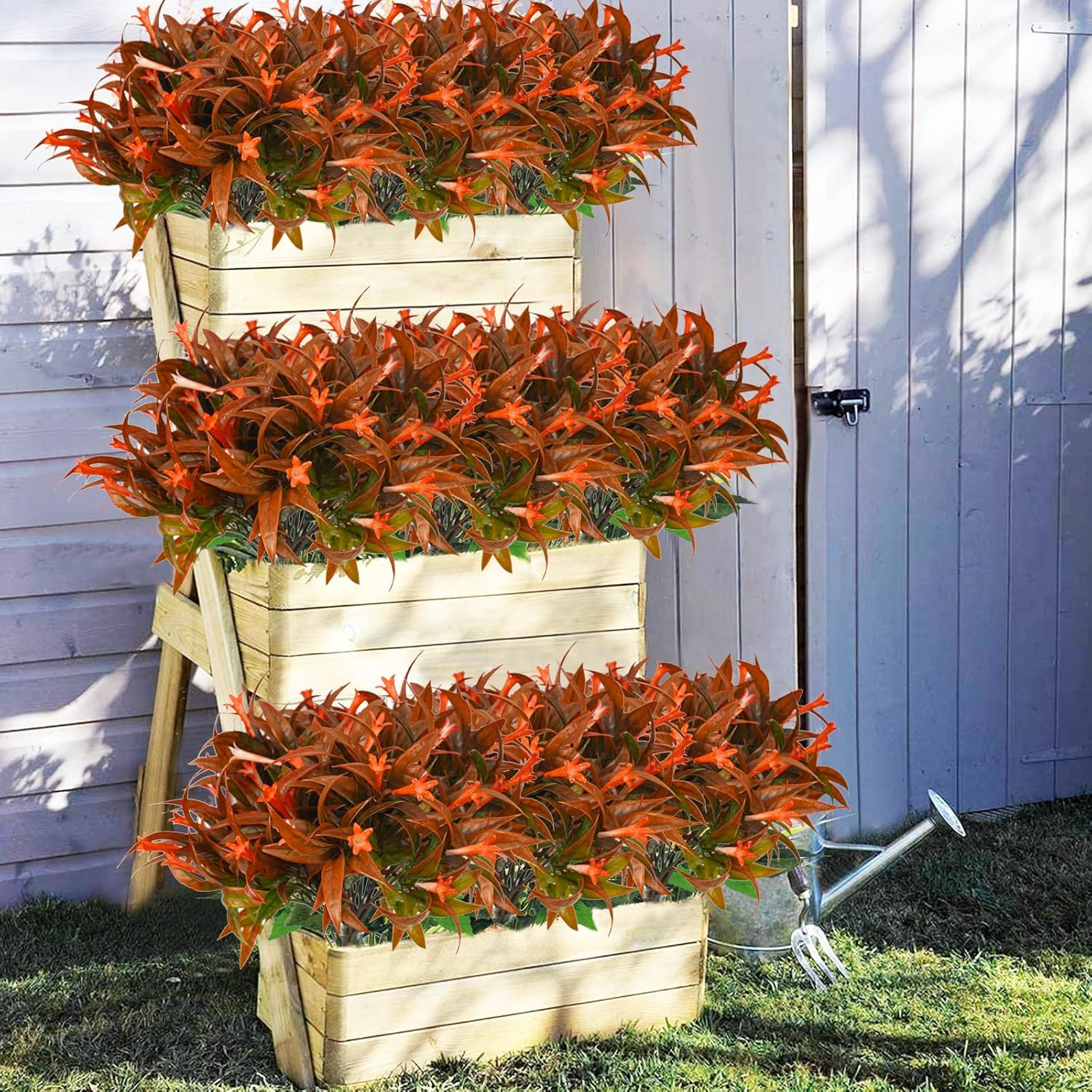 6Pcs Outdoor Artificial Plants UV Resistant Fake Flowers Plastic Plants Morning