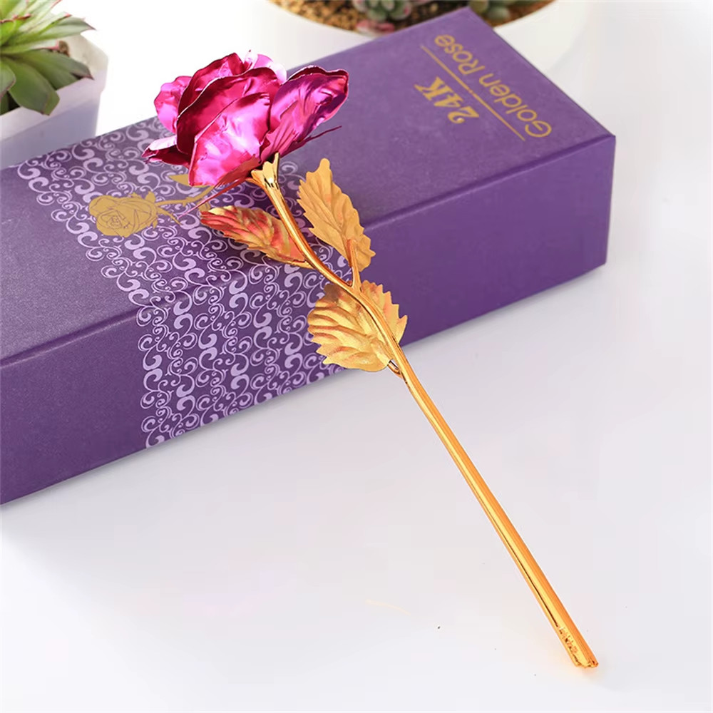 24K Gold Foil Rose Flower Creative Gift Emulated Flower Valentine’S Day Gift Si
