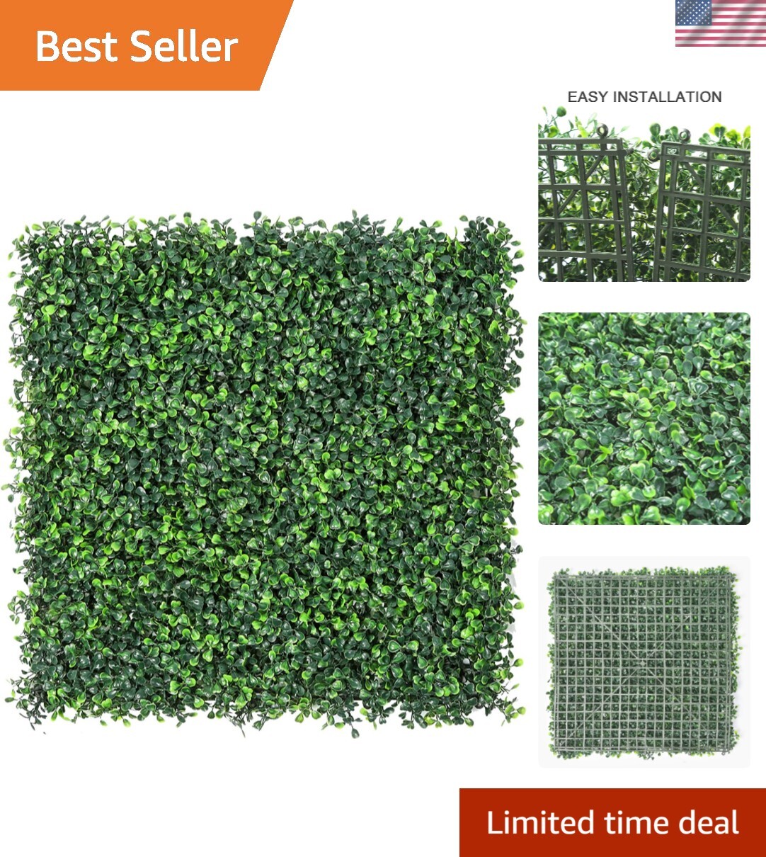 12 Pieces 20″x 20″ Artificial Boxwood Panels Topiary Hedge Plant, Privacy Hed…