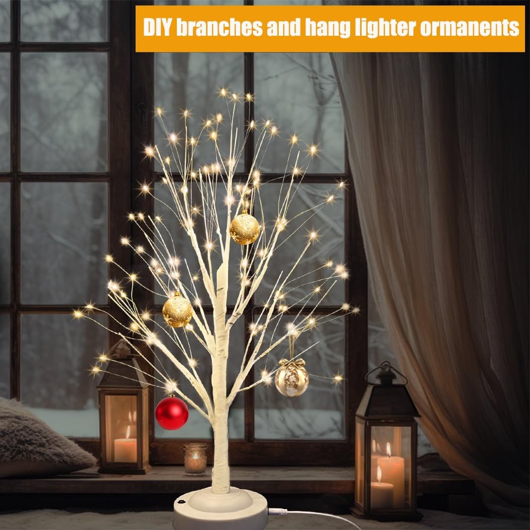 144 LED Birch Tree Light Tabletop Lamp Mini Fairy Light USB/Battery Decor