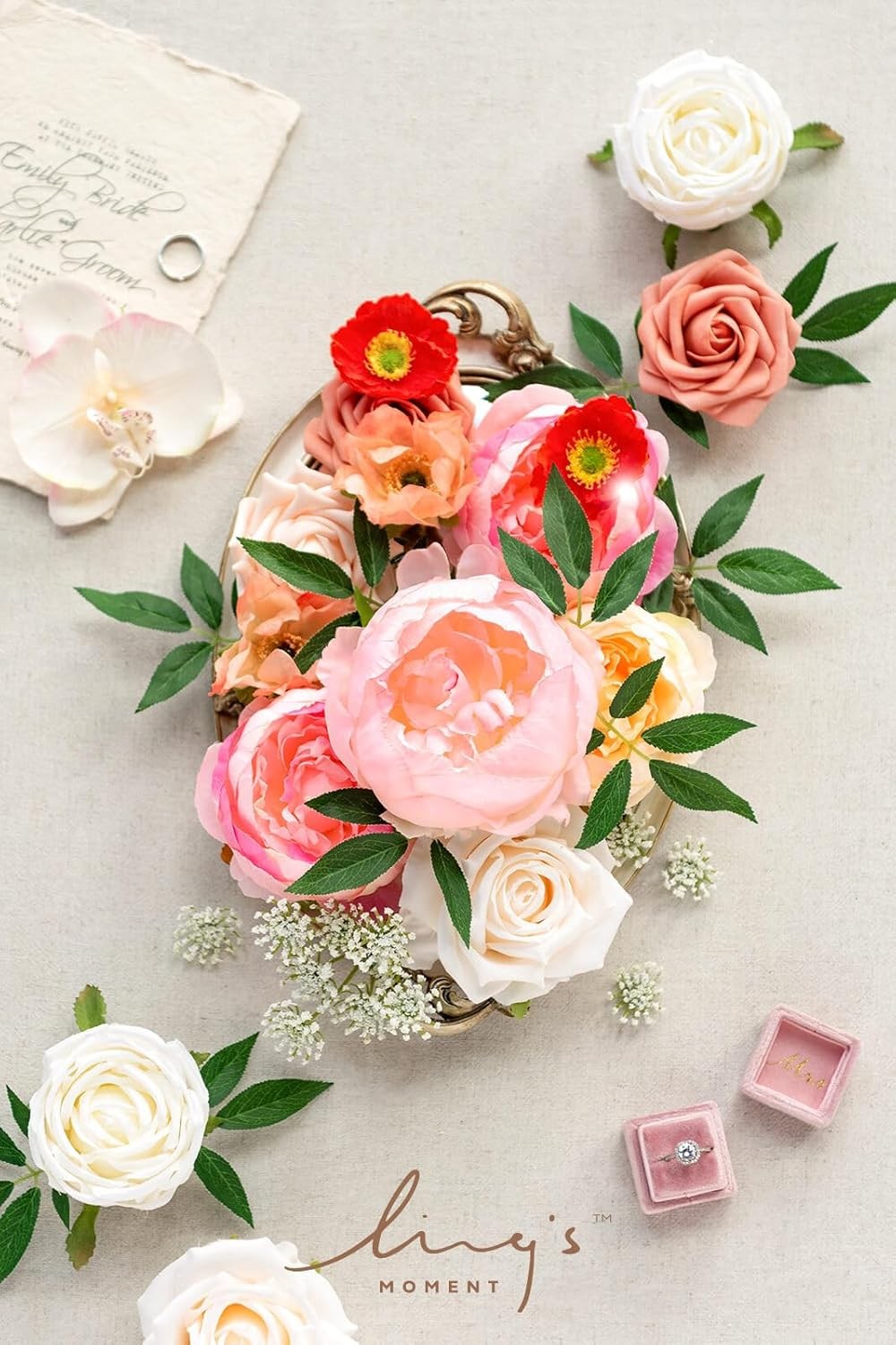Artificial Flower Box Set Aromatic Coral DIY Wedding Bouquet Centerpieces