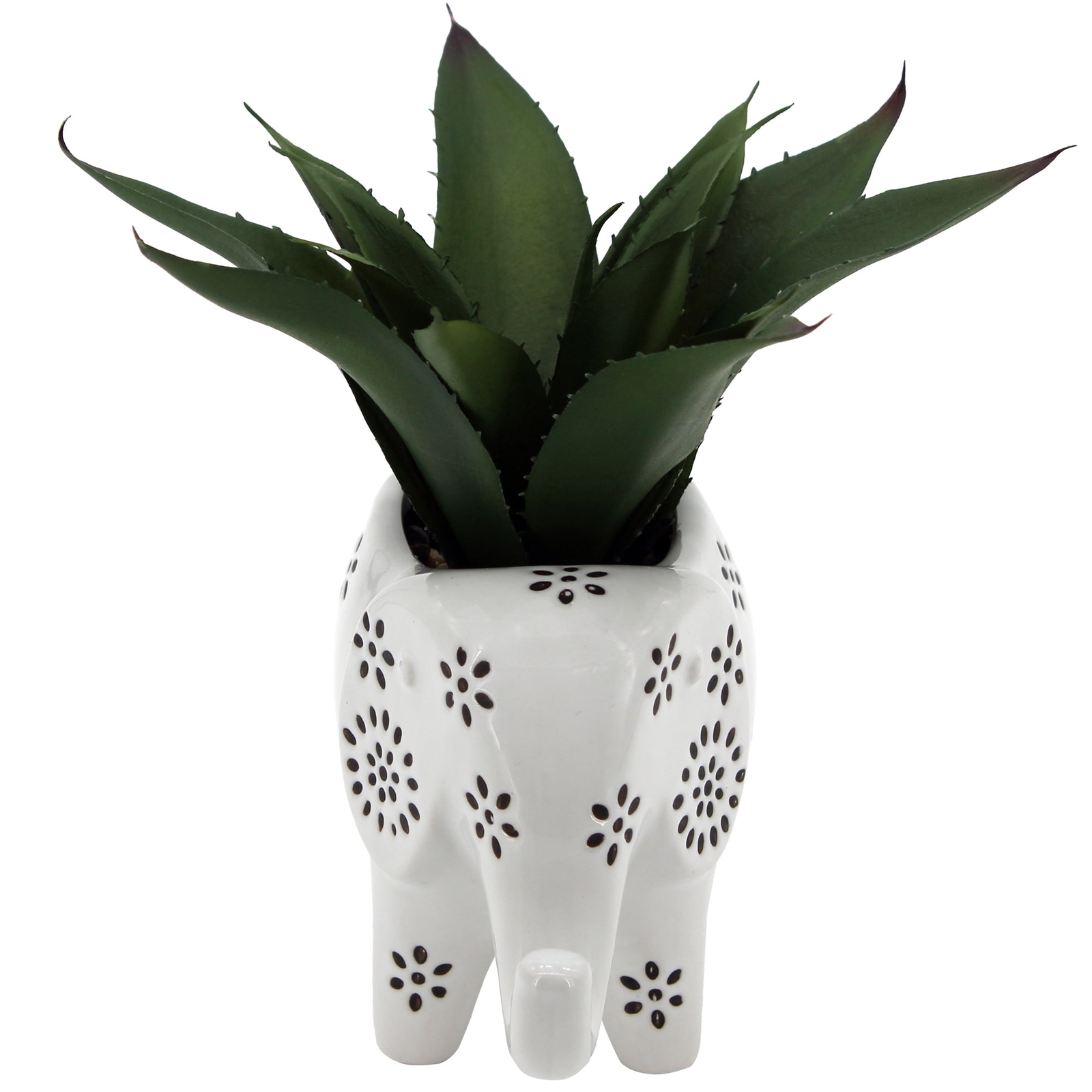 Mainstays 7.5″ Artificial Agave Plant in White Ceramic Elephant Planter
