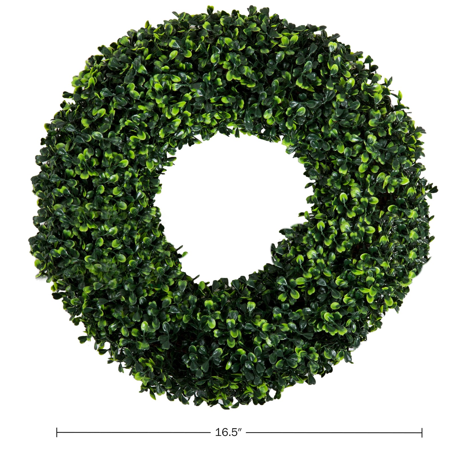 16.5-Inch Indoor/Outdoor Artificial Greenery Boxwood Wreath for Frontdoor