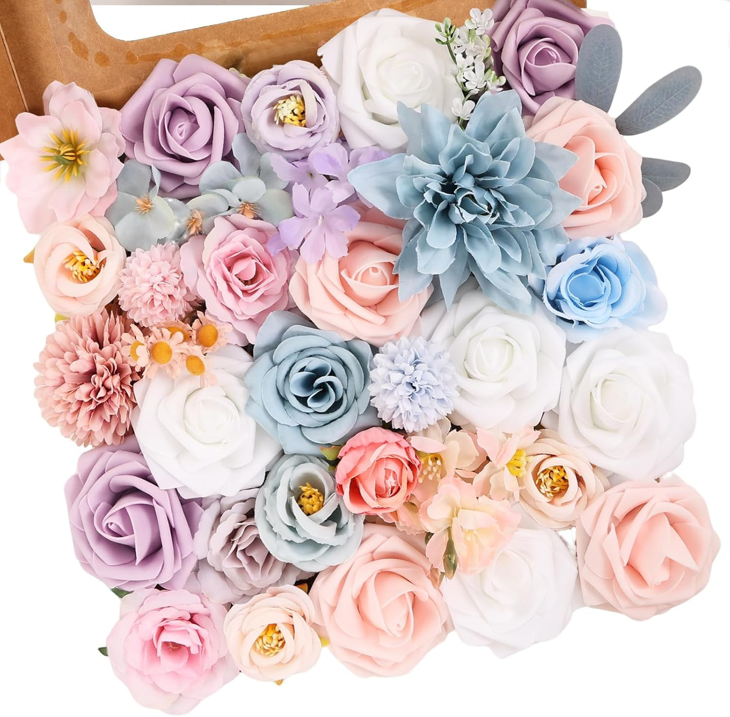 Artificial Flowers Dusty Pink Silk Roses, Fake Flowers for DIY Wedding Bouquets