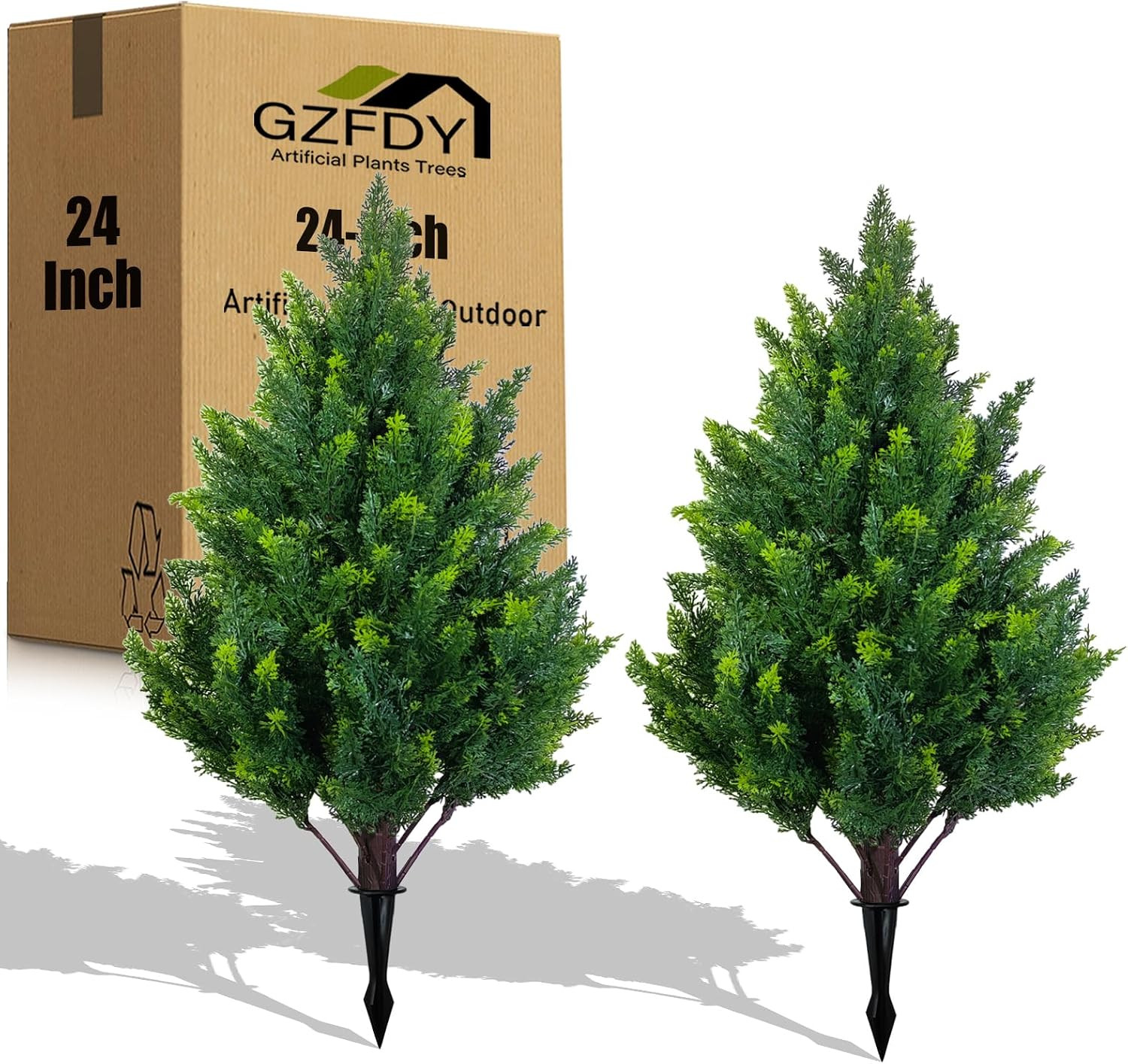 4Ft Artificial Cedar Topiary Trees (2-Pack) – UV Resistant Fake Shrubs with Grou