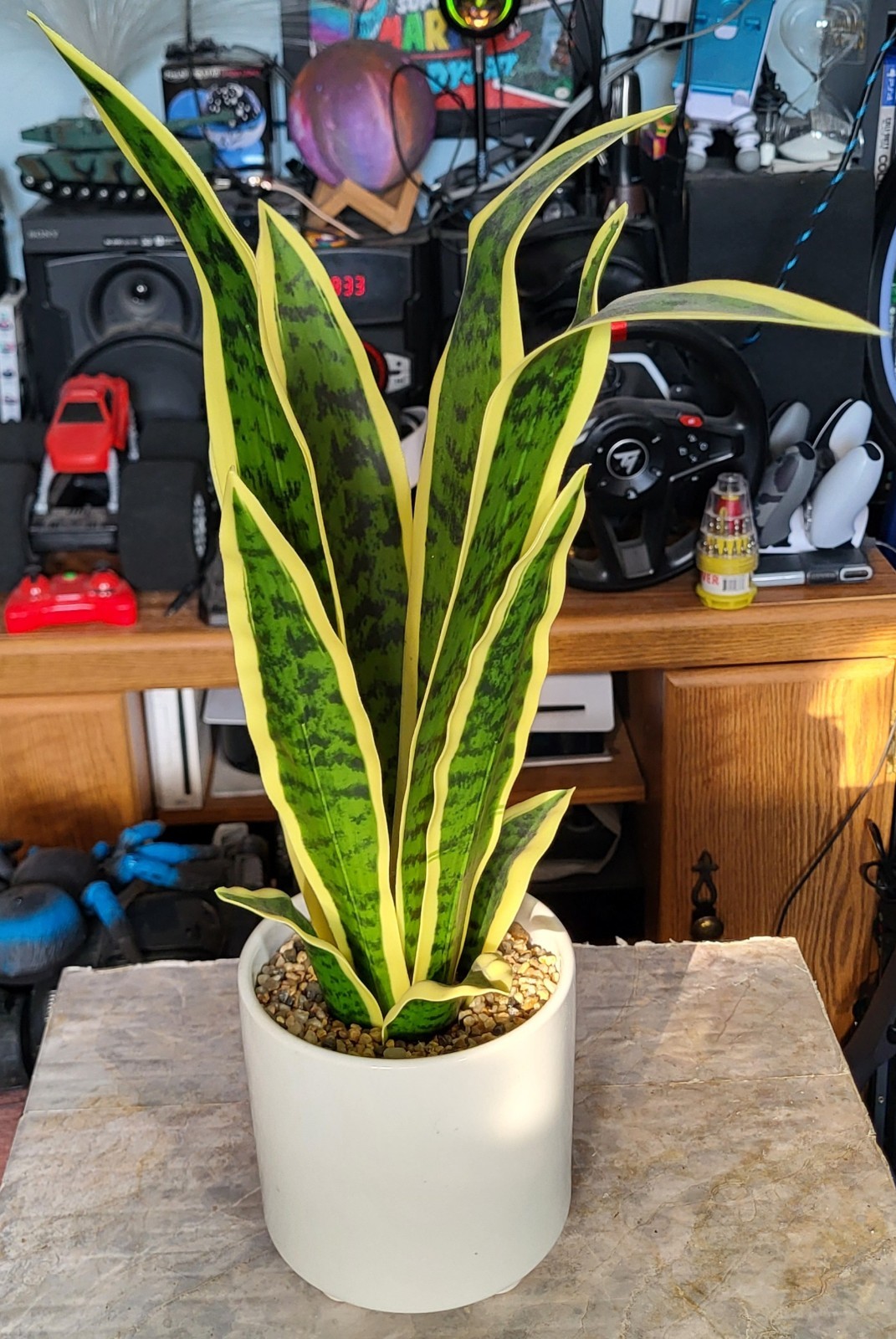 Artificial Snake Plant Potted, Sansevieria (Real Looking) 20″ Tall Porcelain Pot