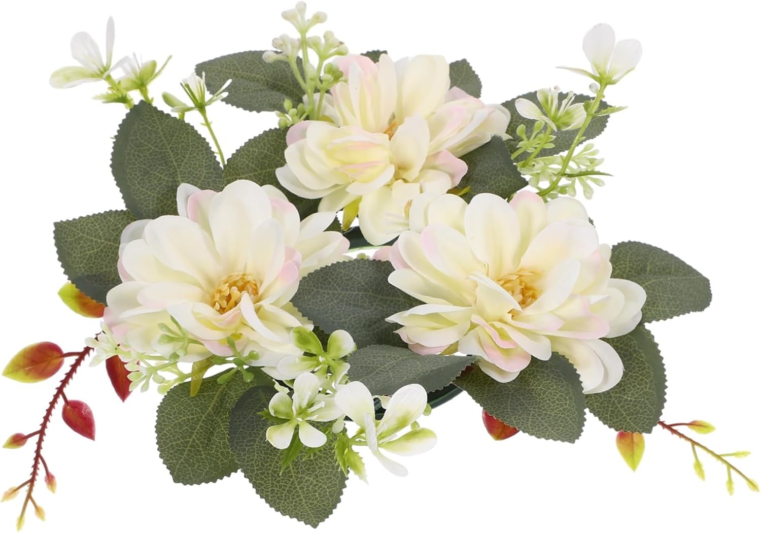 Artificial Floral Candle Ring Wreath Pillar Candles Wedding Party Decoration