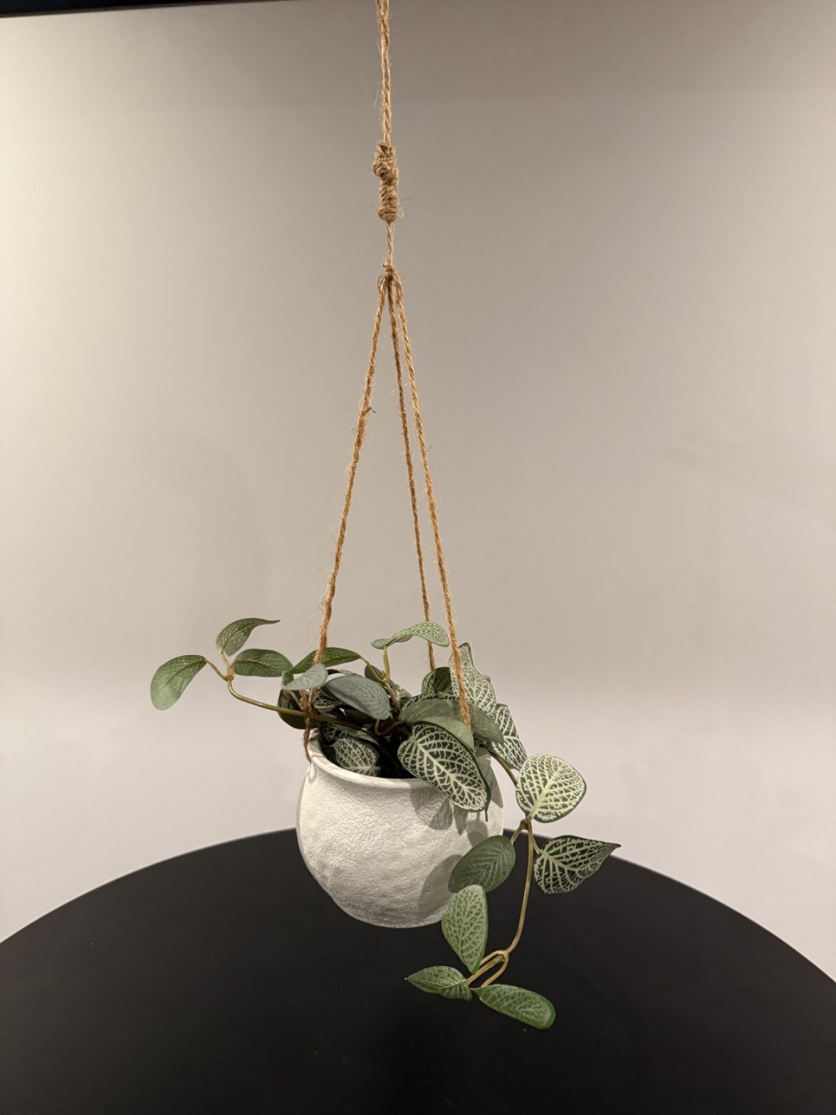 Boho Chic Faux Hanging Planter- White Flower Pot with Twine- 5″X6″- Super Cute!