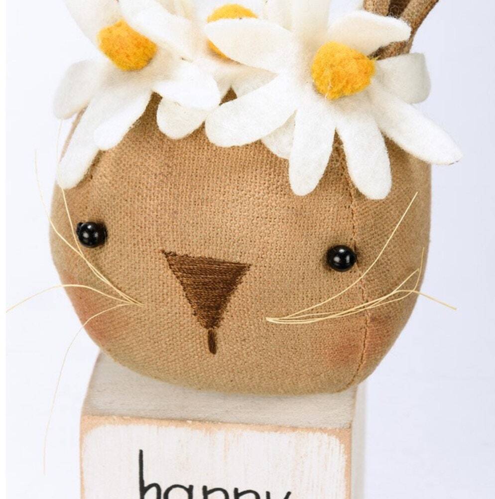 WHOLESALE PBK Easter Bunny Wood Block Tiered Tray Decor Chunky Wood Sitter