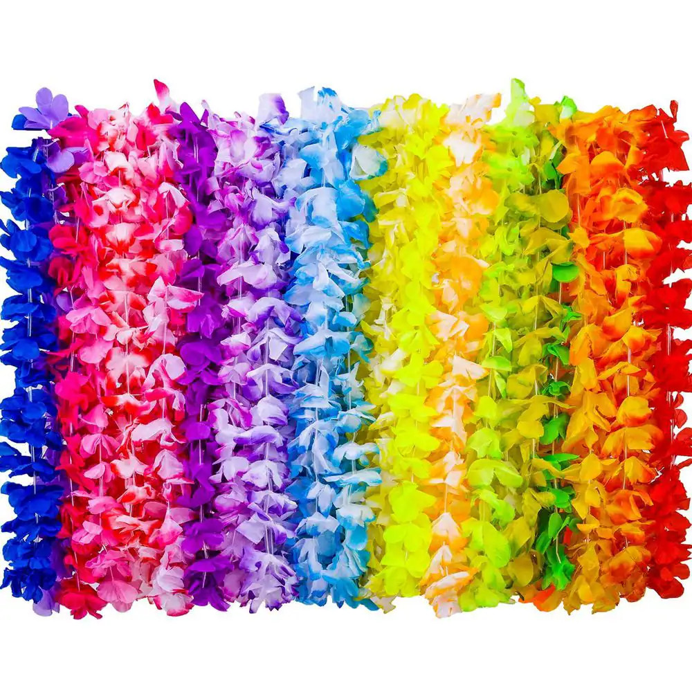 1.7 in Artificial Multicolor Indoor/Outdoor Tropical Hawaiian Flower Leis Party