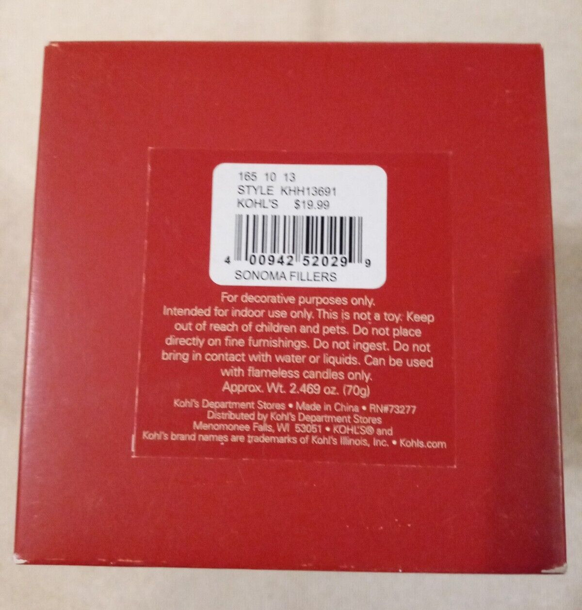Sonoma silver, red & white ornaments & bells VASE or BOWL filler – NIB