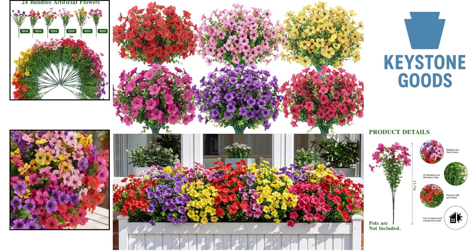 24Pcs Multicolor Outdoor Indoor Artificial Daisy Flowers for Home & Garden Decor