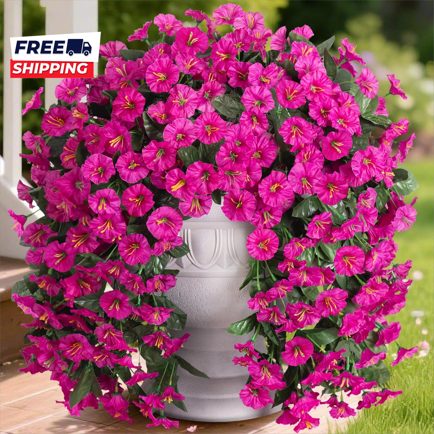 Artificial Fake Hanging Flowers Plants for Outdoor outside Decoration 2PCS Faux