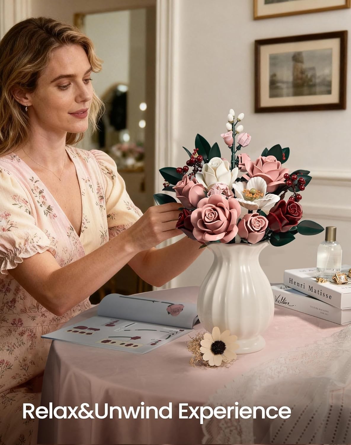 Timeless Pink Roses Artificial Flower Set – Ideal for Home and Office Decor