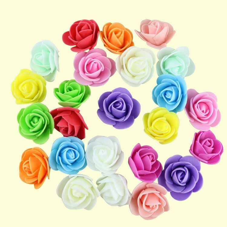 200-400pcs Artificial Foam Rose Head 3.5cm Flower For DIY Decor Valentine Gifts