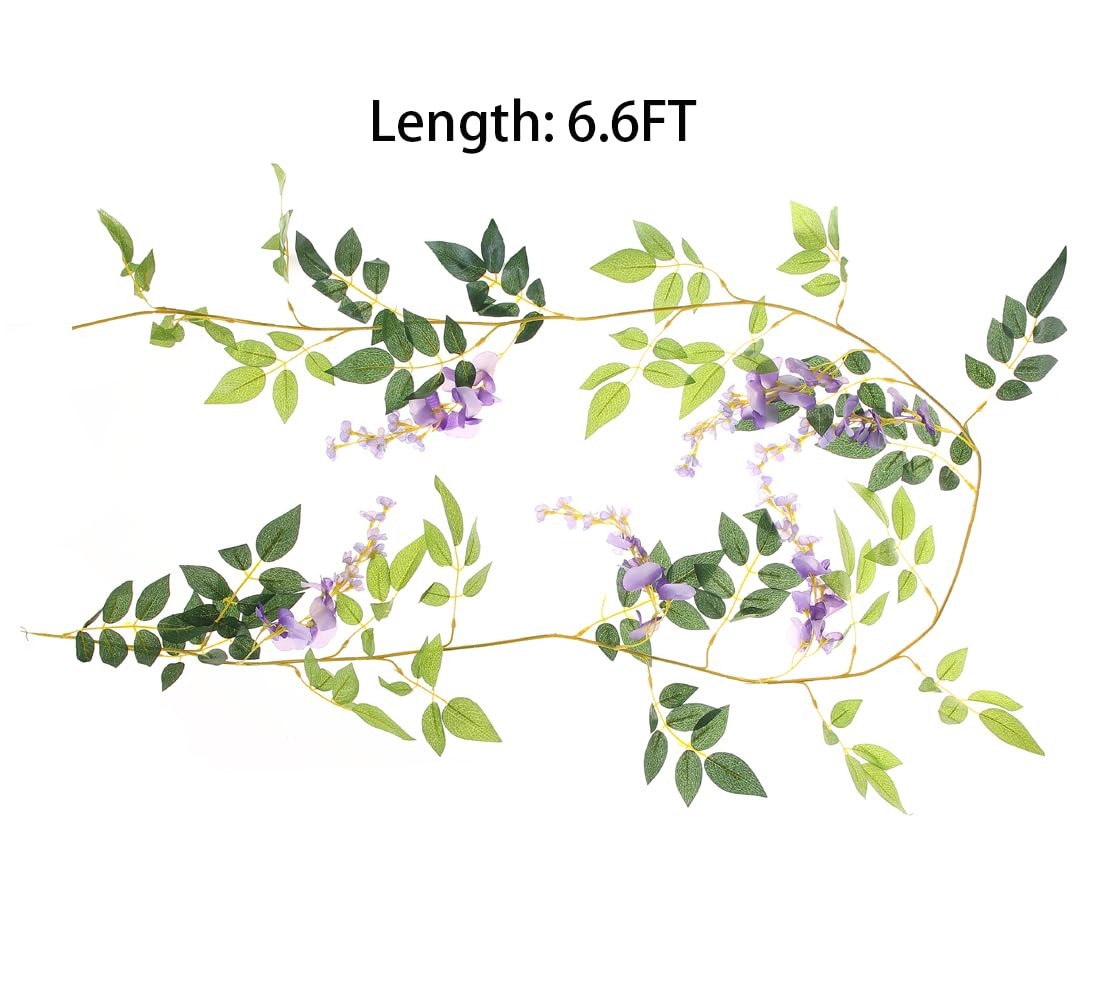 2Pcs 6.6Ft Artificial Flowers Vines Silk Wisteria Artificial Garlands Fake Ha…