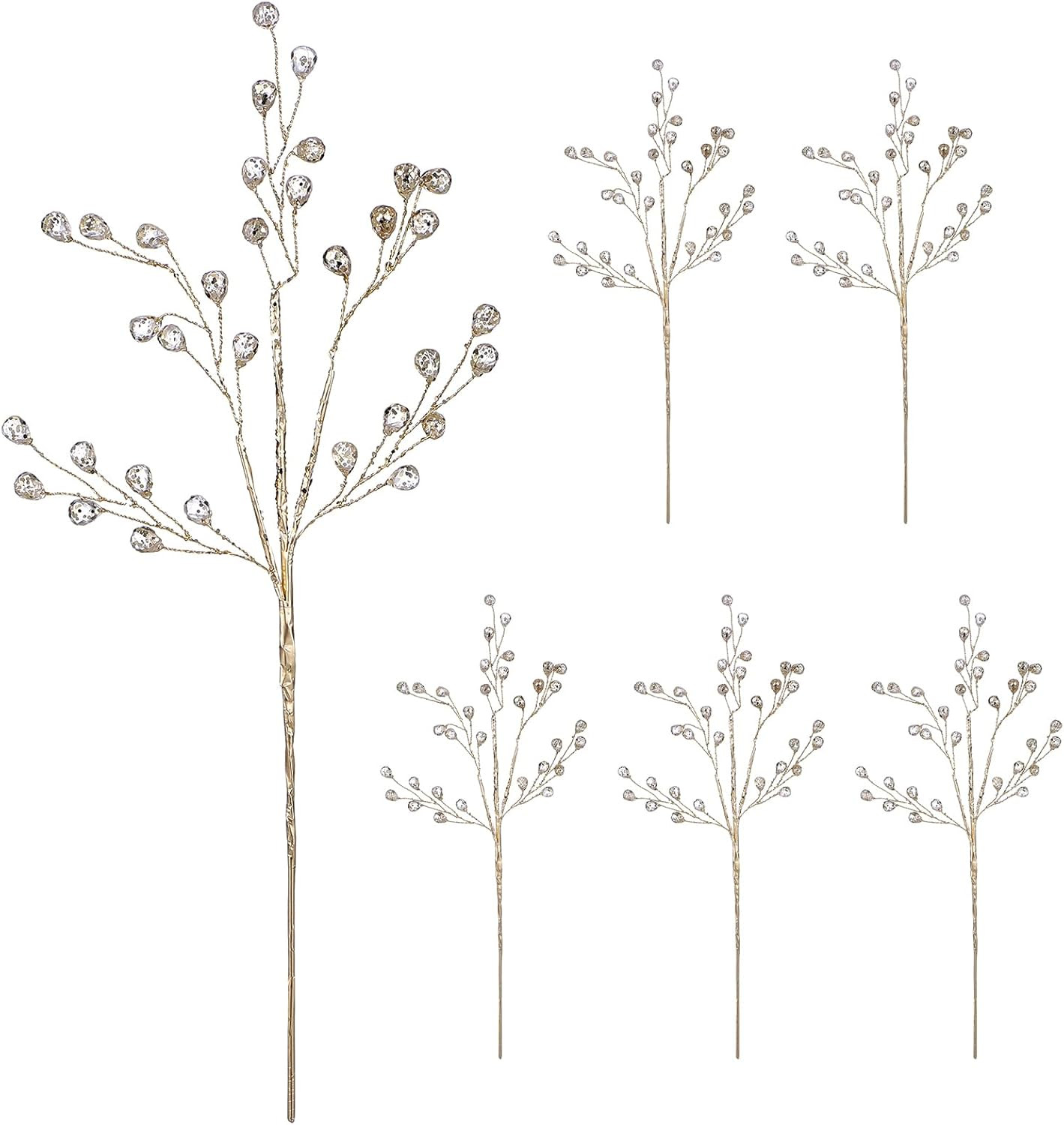 6 Pcs Acrylic Bead Drop Stems Artificial Flower Stem Branches Bridal Picks for W