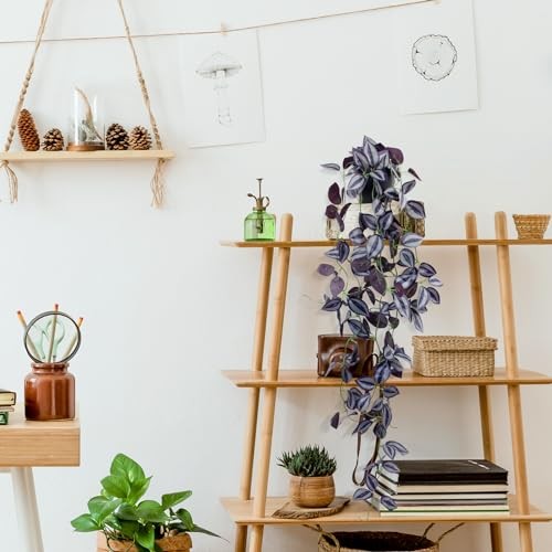 Small Fake Hanging Purple Leaf Plant Artificial Potted Plants 1Pack Eyebrow