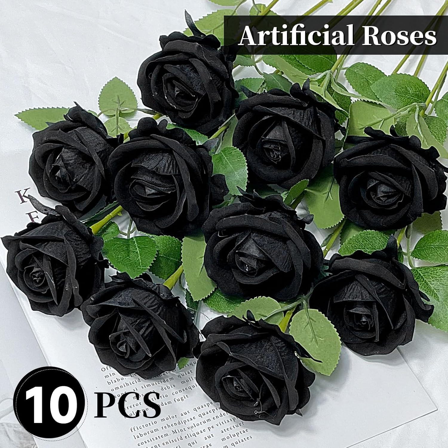10 PCS Artificial Roses with Long Stems Silk Flowers Realistic Foam Flowers Fake