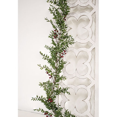 Lady Ruscus & Berries Garland 6′ Foot Christmas Holiday Winter Decor