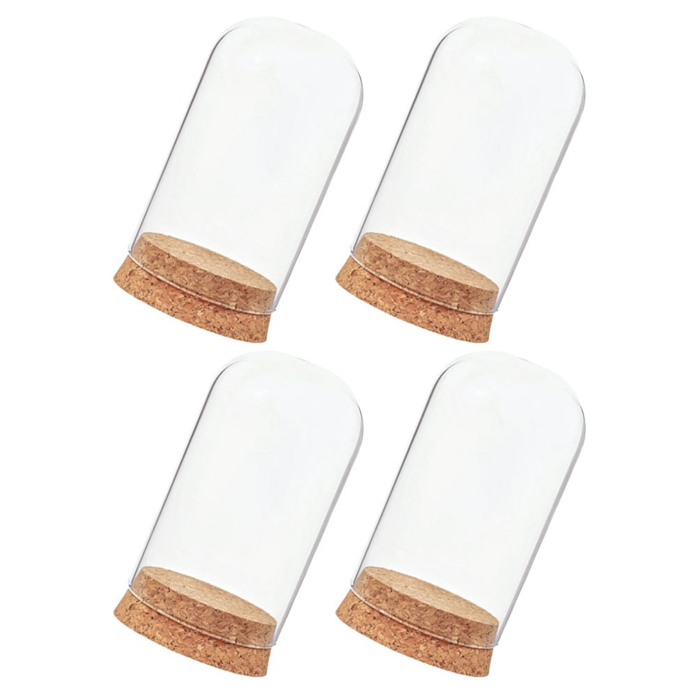4Pcs Durable Transparent Glass Bell Jar Covers for Flower Protection
