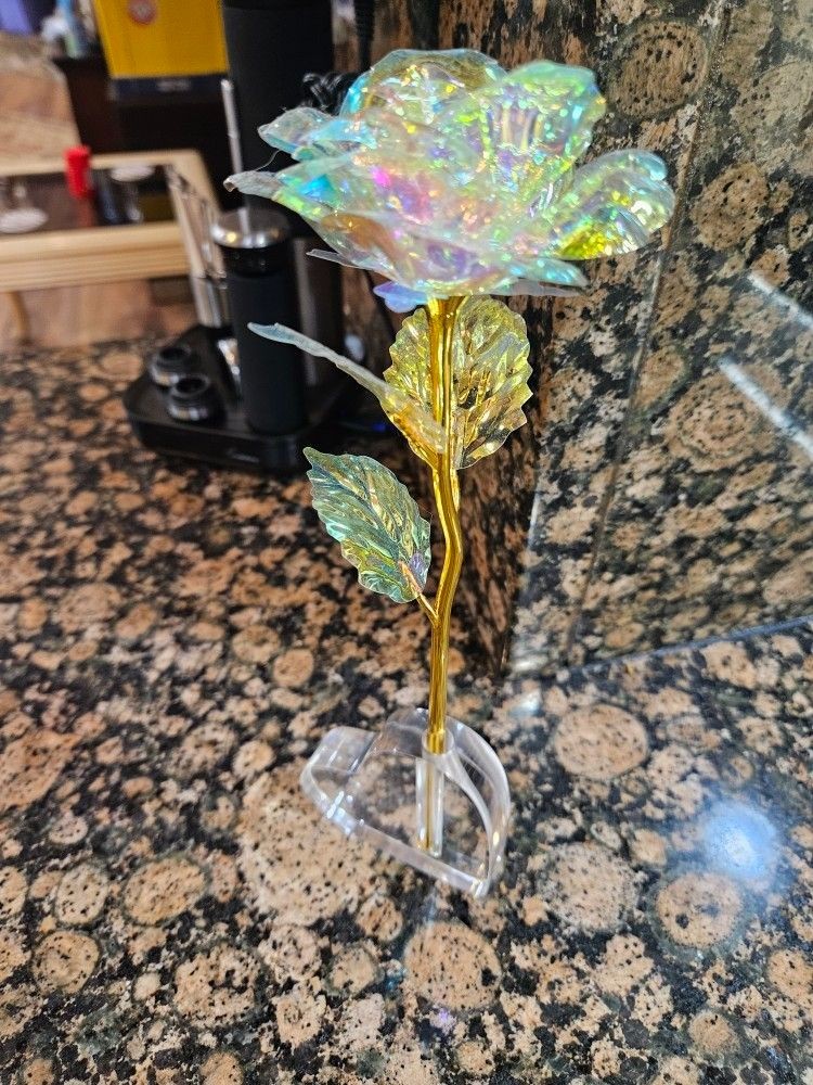 Colorful Luminous Rose Artificial Led Colorful Rose with Love Shape Base for Val