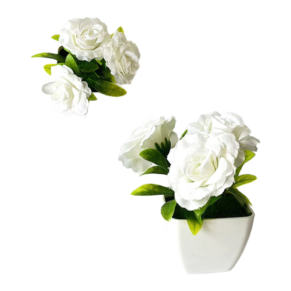 Decorative 3 Fake Plant in White Square Pot – For Home Office Wedding