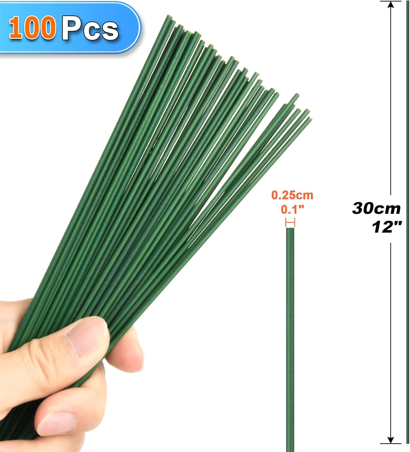100 Pcs Floral Wire Floral Stem Artificial Flower Stick Stub Stem Metal Plant Su