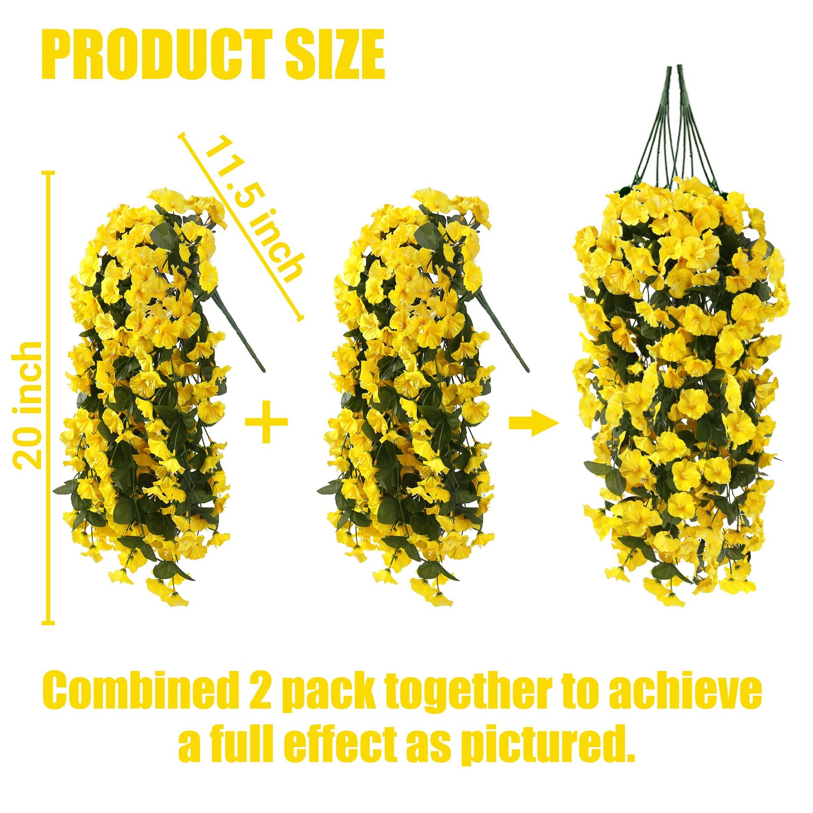Sggvecsy Artificial Fake Hanging Flowers Plants for Outdoor Outside Spring Su…