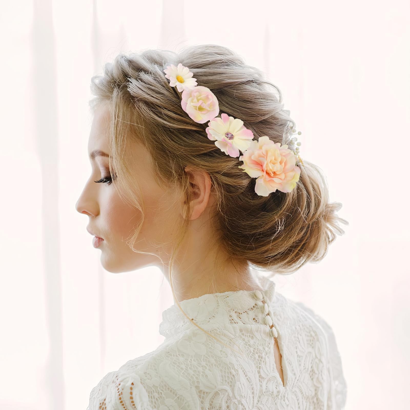 310 PCS Pink Mini Fake Flower Heads Artificial Silk Daisy Buds DIY Crafting