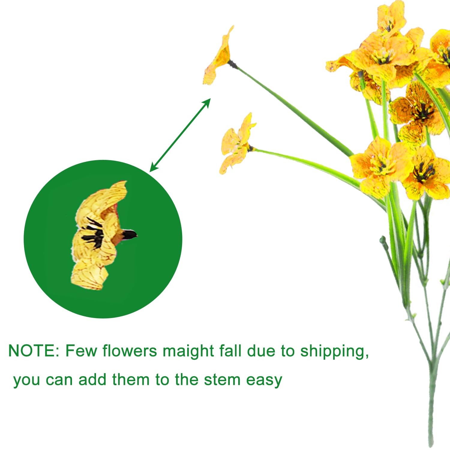 7Queen 6Bundles Artificial Flowers No Fade Fake Plastic Faux Plants Indoor