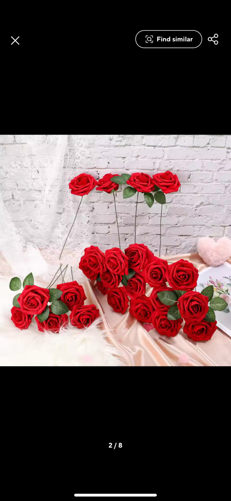 10/20Pcs Artificial Flowers Silk Red Roses Valentine’s Day Home Vase Garden Outd