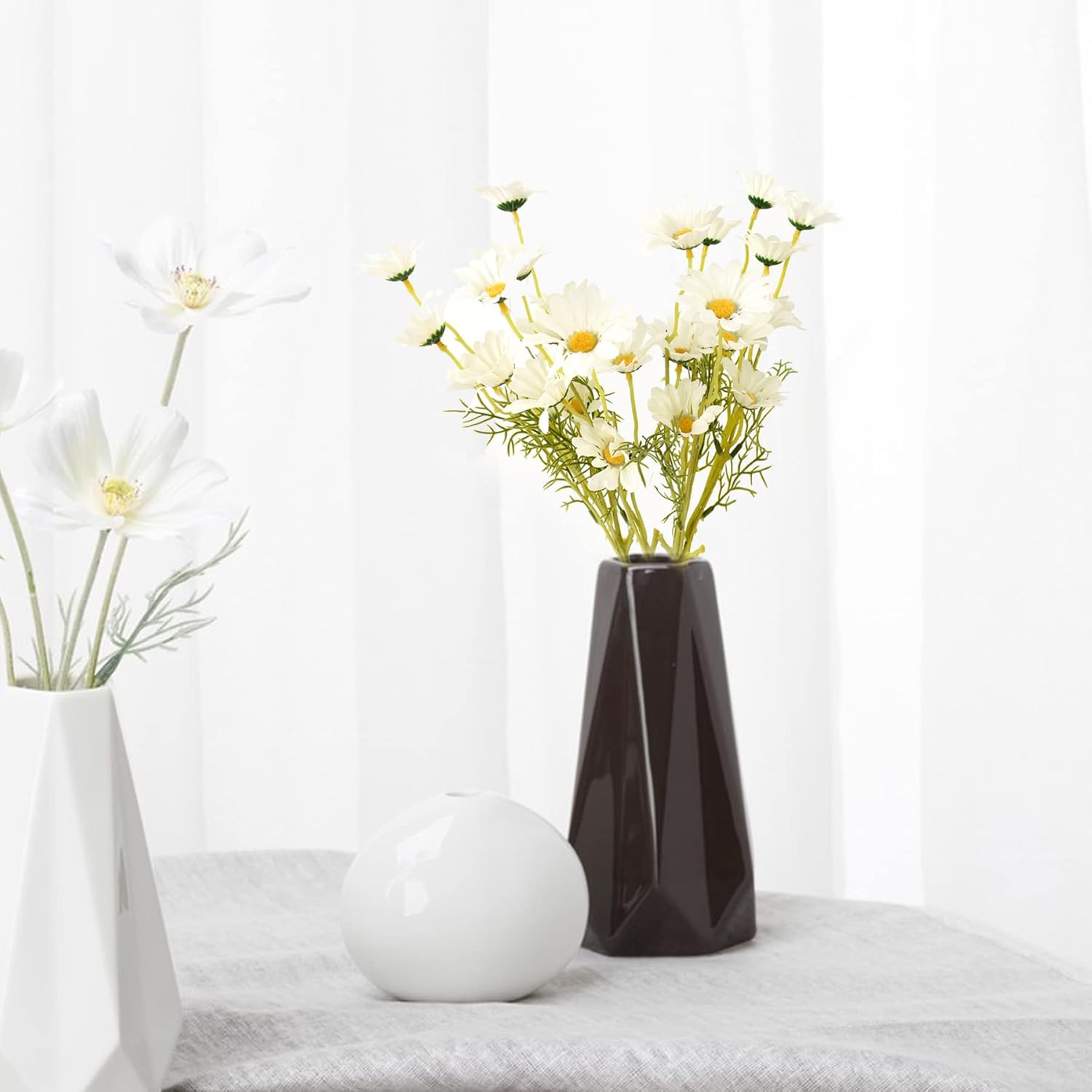 Artificial Daisy Flowers 6 Bundles 21” Faux Silk Daisy Flowers with Stems for Ho