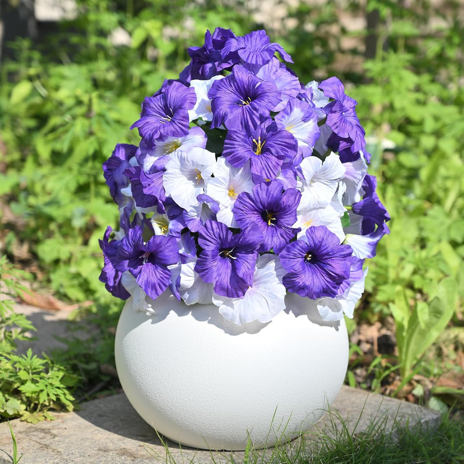 Set of 2 UV Resistant Purple Petunia Topiary Ball Trees for Outdoor Decor