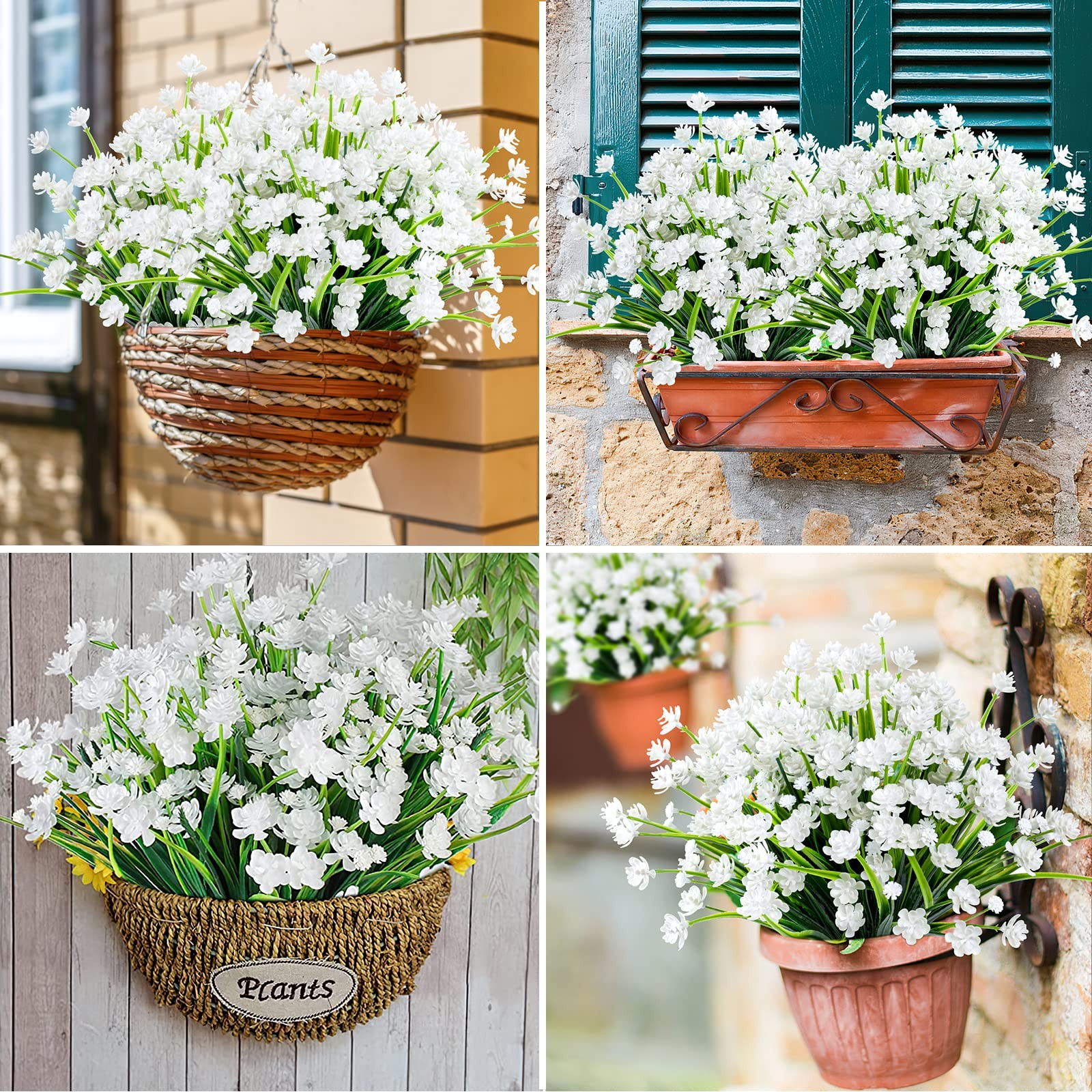 20 Bundles Artificial Flowers Outdoor Spring Summer Decoration UV Resistant