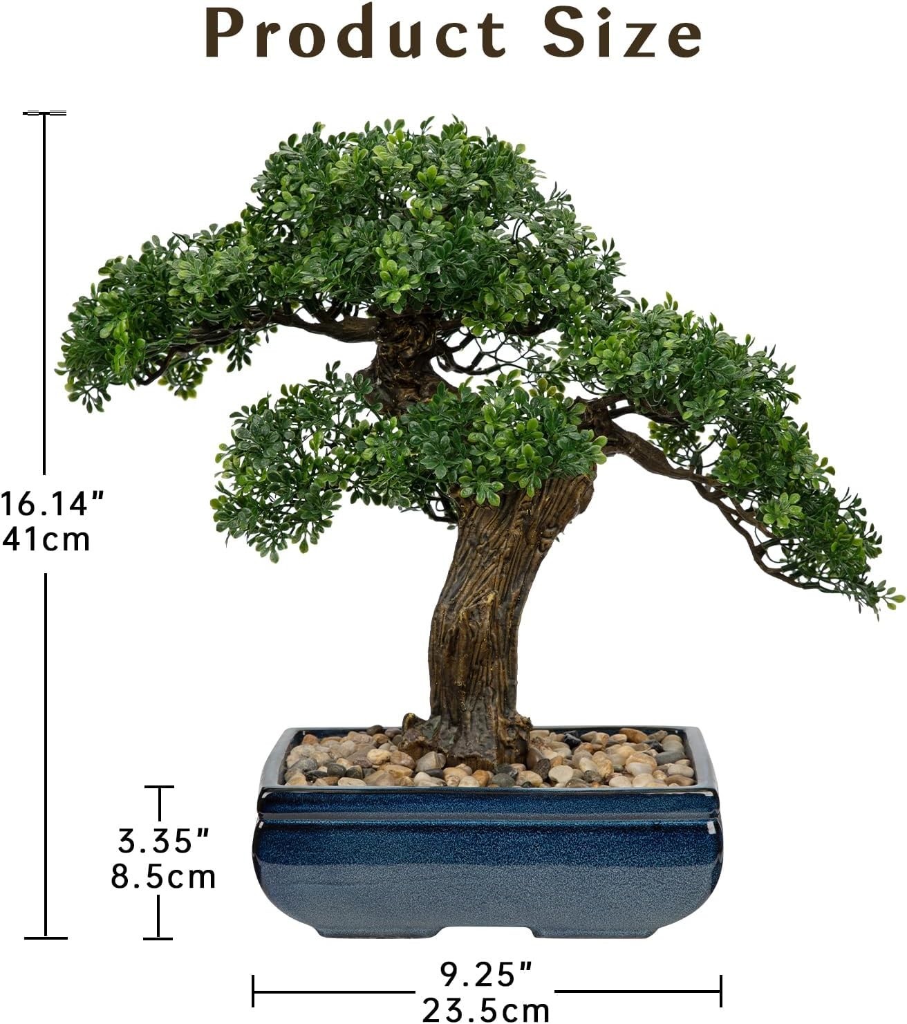 Mini Juniper Bonsai Tree with Blue Ceramic Pot**-/`